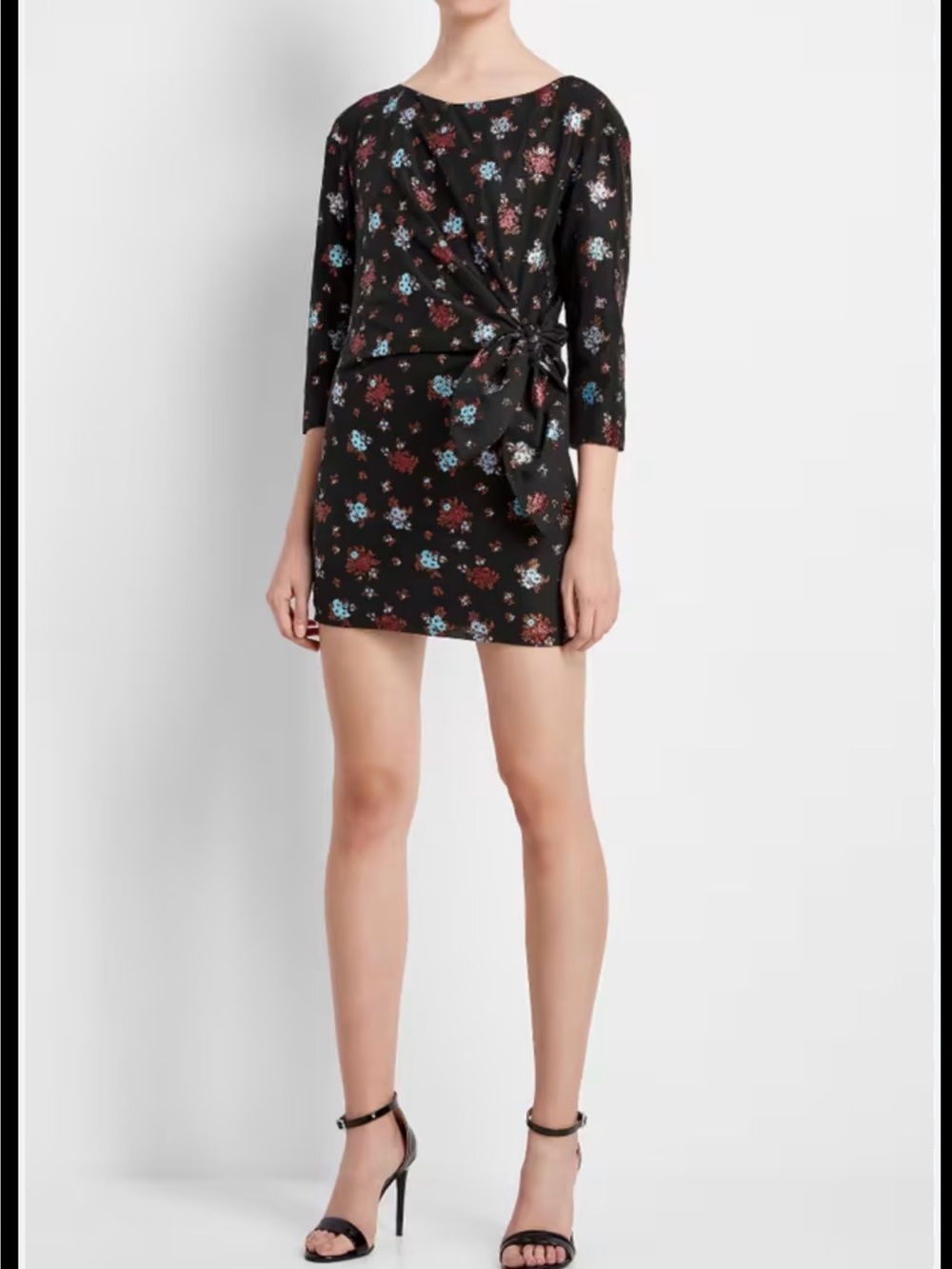 LAKE Studio Floral Jacquard Wrap Effect Mini Dress Sz 38 NWT